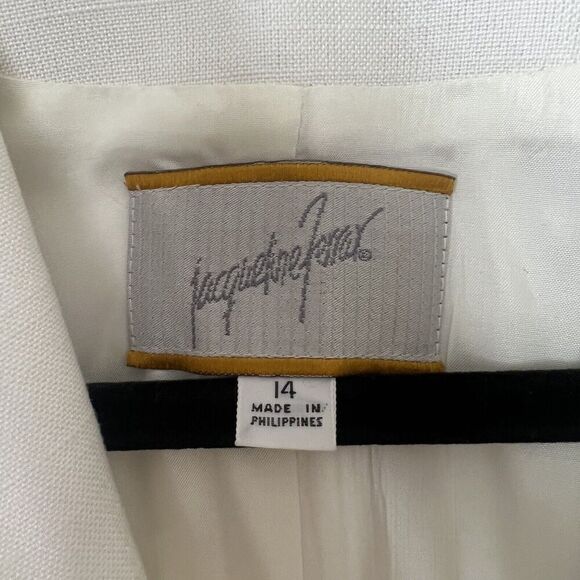 Vintage Jacqueline Ferrar Womens Blazer White Multi-Color Size 14 Viscose Blend - Picture 6 of 10